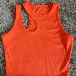 SHEIN Vibrant Orange Ribbed Tank Top